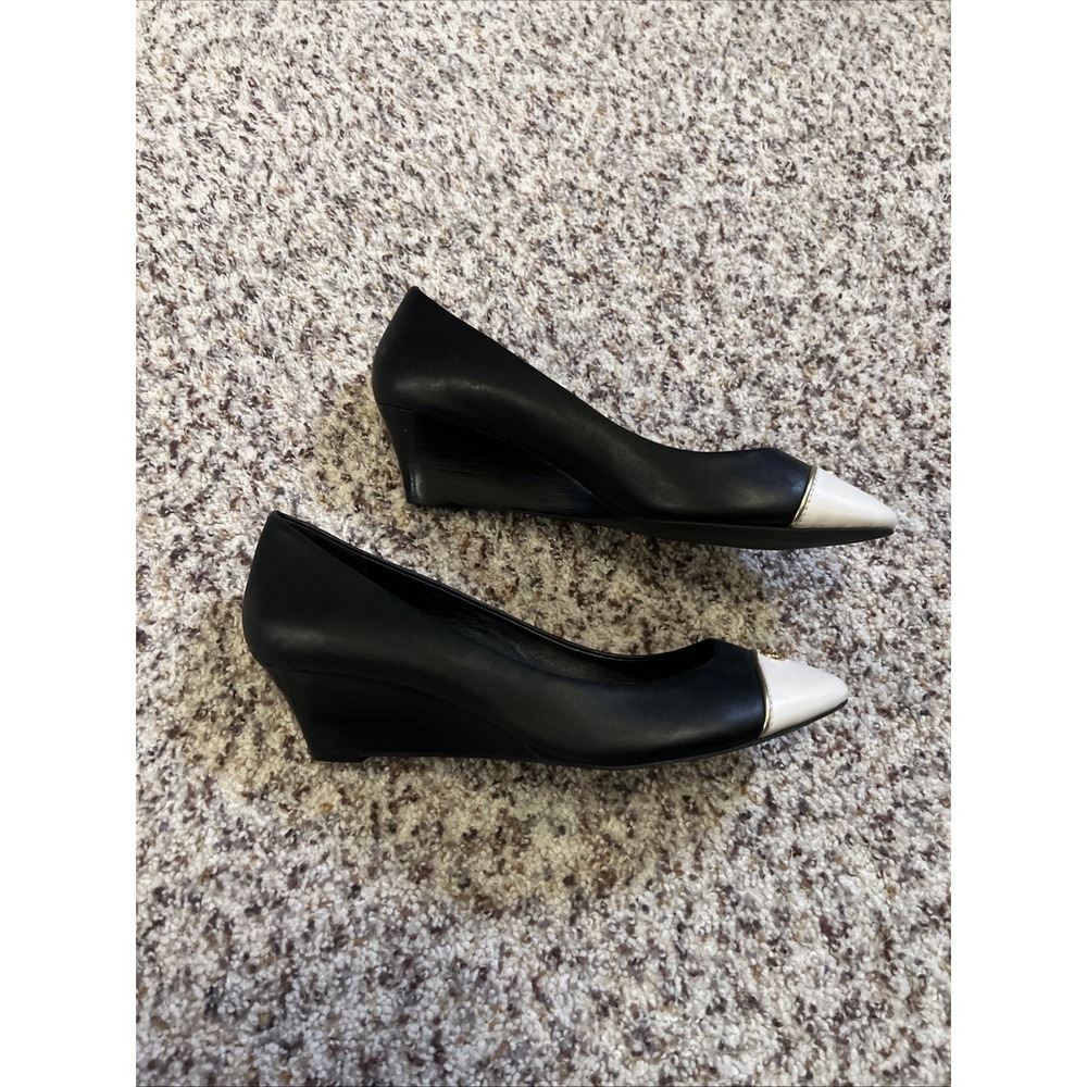 Tory Burch Designer Black and White 2" Wedges Heel Women's Shoes Sz 8 Great Cond - Picture 2 of 6